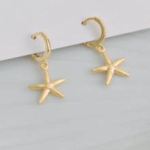 Textured starfish, huggie hoop earrings