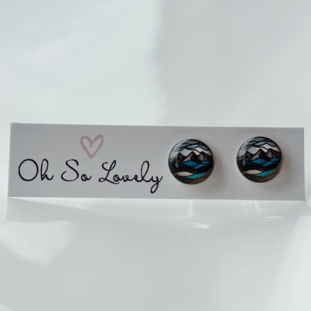 Three Sisters Mountain Stud Earrings