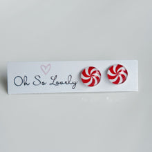 Red Candy Swirl Stud Earrings
