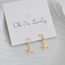 Textured starfish, huggie hoop earrings