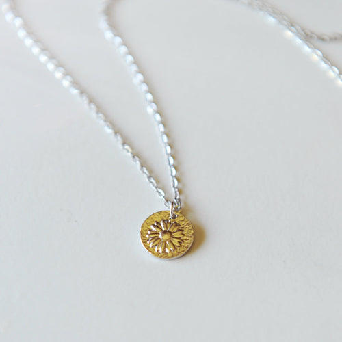 Wilma Silver Daisy Disc Necklace
