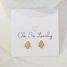 Sparkly gold Christmas tree studs