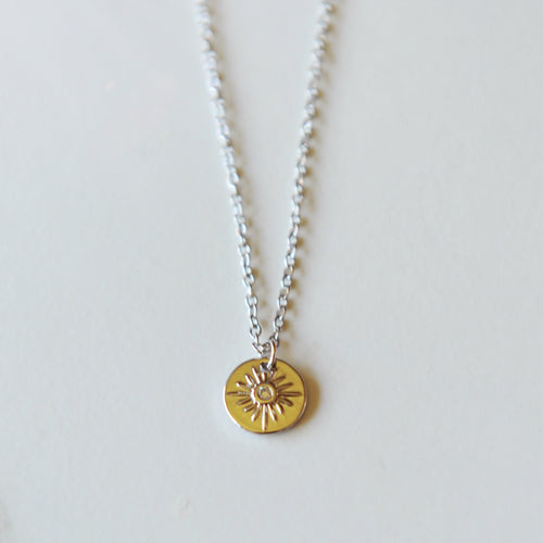 Clarissa Silver Star Disc Necklace