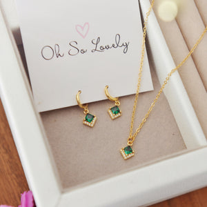 Jessa Tiny Emerald Huggie Hoop Earrings