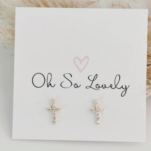 Rosemary Cross Stud Earrings