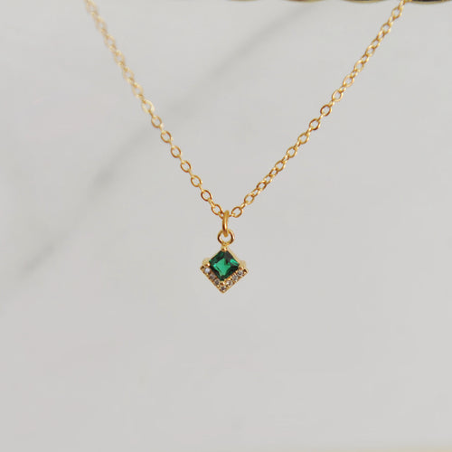 Jessa Tiny Emerald Charm Necklace 