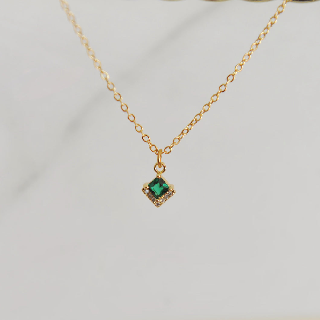 Jessa Tiny Emerald Charm Necklace 