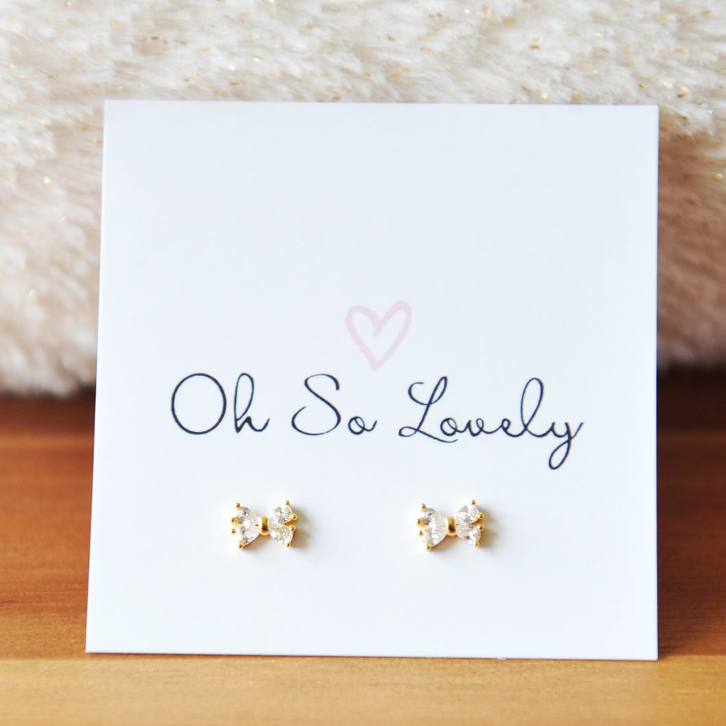 Elsie Crystal Bow Stud Earrings