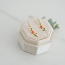 Cordelia, mini floral huggie hoops