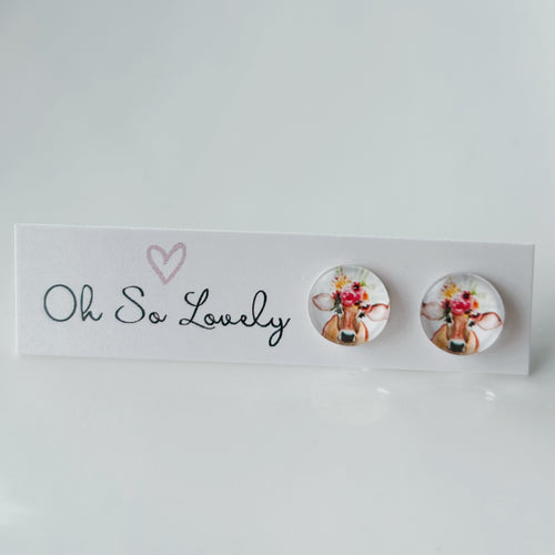 Nellie the Cow Stud Earrings