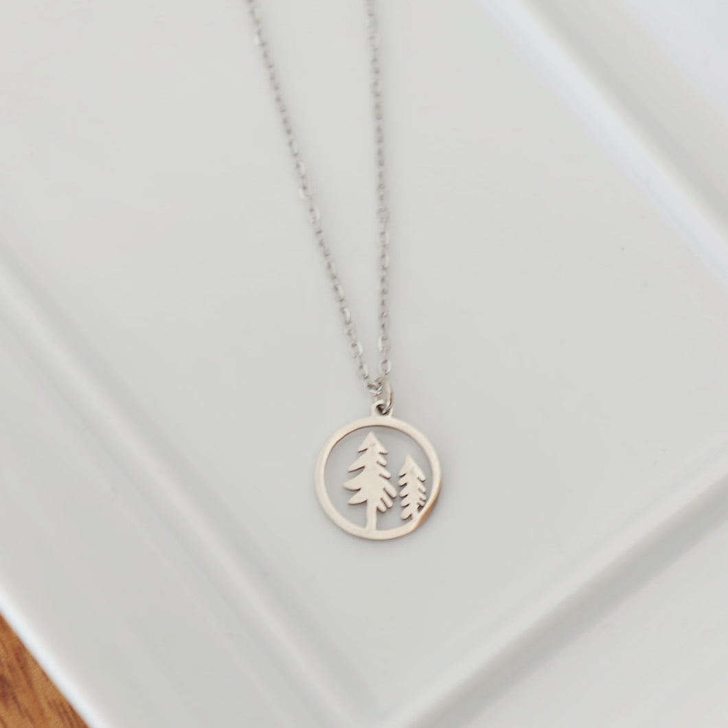 Hemlock Stainless Steel Tree Necklace