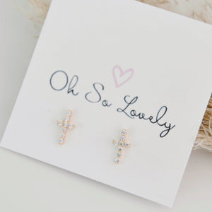 Rosemary Cross Stud Earrings
