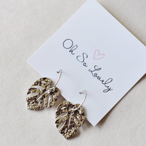 Wrenley Monstera Hoop Earrings