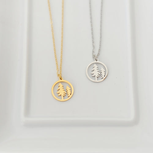 Hemlock Stainless Steel Tree Necklace