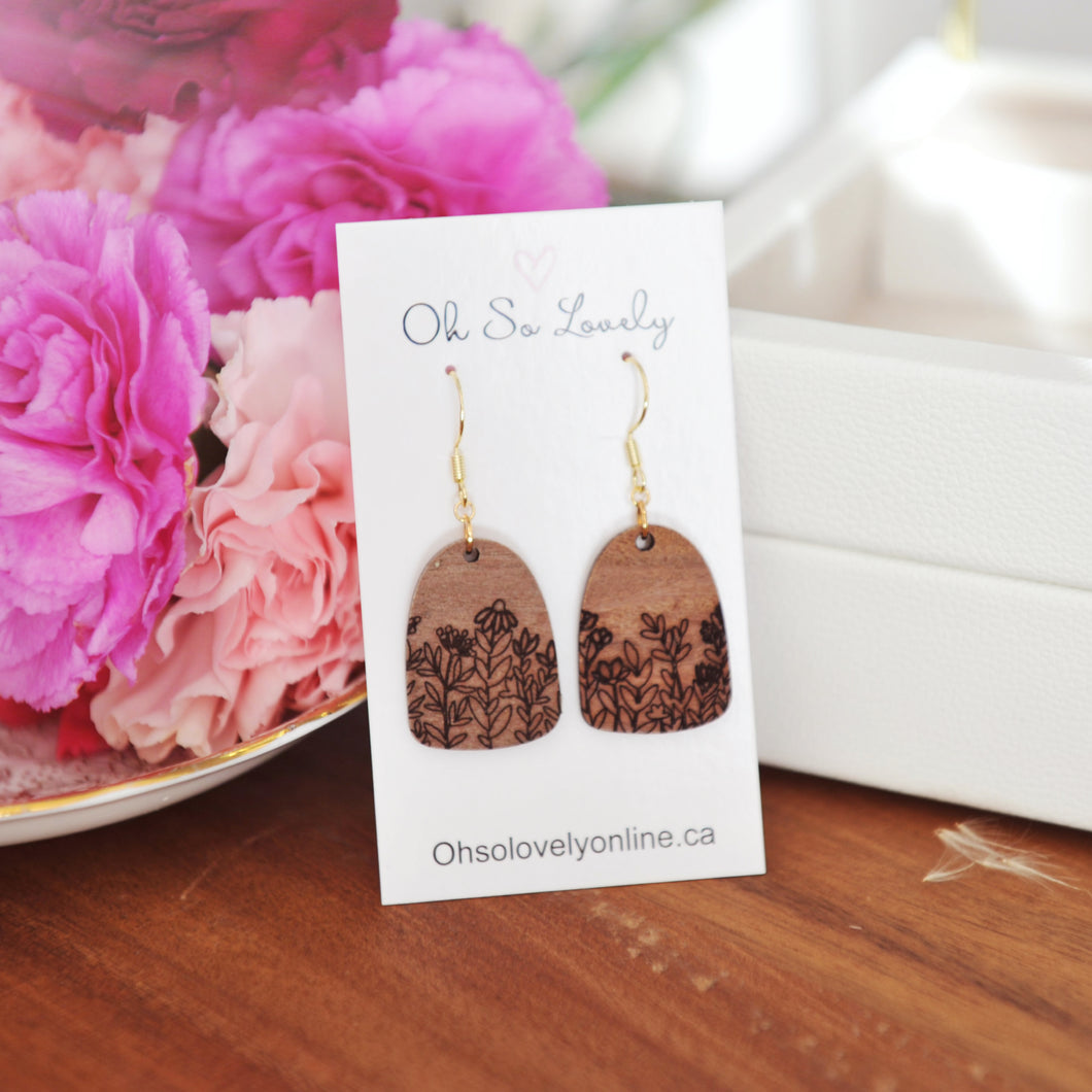 Wildflowers Wood Drop Earrings