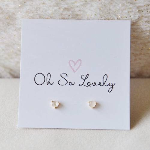 Rose Quartz Dainty Stud Earrings