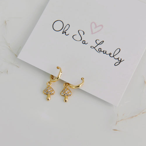 Meadow Mushroom Huggie Hoop Earrings