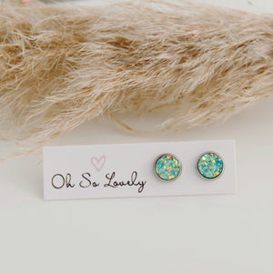 Light Turquoise Druzy Stud Earrings