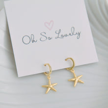 Textured starfish, huggie hoop earrings