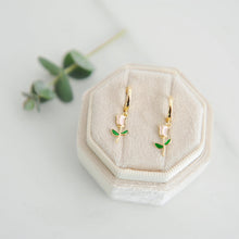 Cordelia, mini floral huggie hoops