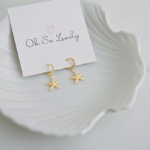 Textured starfish, huggie hoop earrings