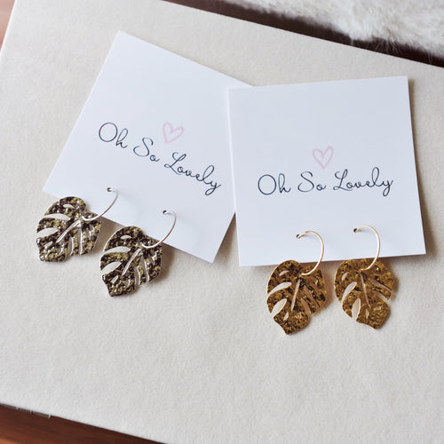 Wrenley Monstera Hoop Earrings
