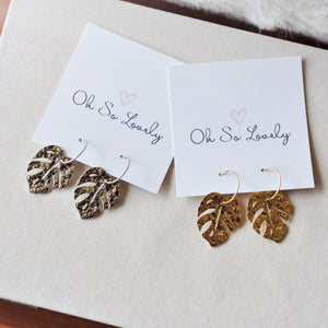 Wrenley Monstera Hoop Earrings