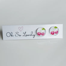 Pink Cherries Stud Earrings