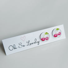 Pink Cherries Stud Earrings