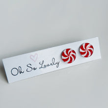 Red Candy Swirl Stud Earrings