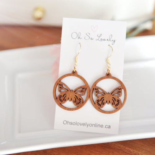 Nola Wood Butterfly Earrings