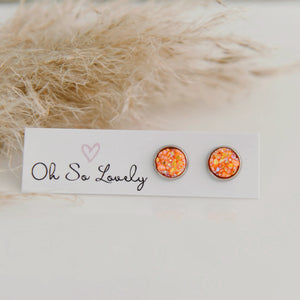 Magic Orange Druzy Stud Earrings