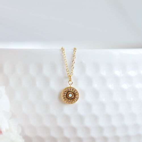 CLARA Pink Opal Mandala Necklace