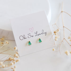 Emerald Teardrop Studs