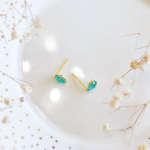 Emerald Teardrop Studs