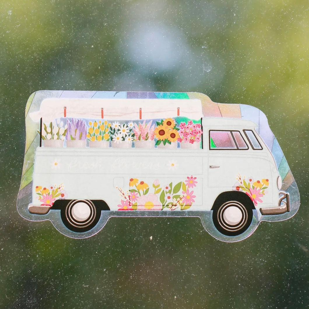 Flower Truck Sun Catcher Window Decal