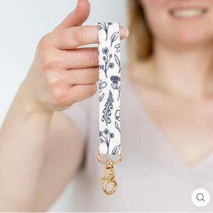 Pressed Floral Wristlet Keychain