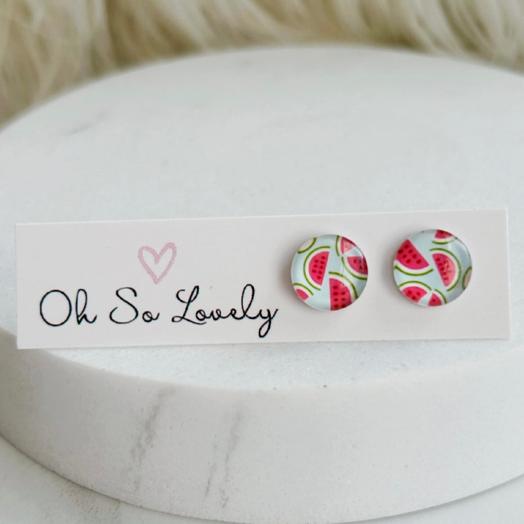 Watermelon Slice Stud Earrings