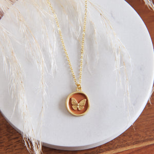 Butterfly Disc Necklace