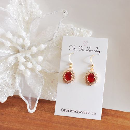 Ruby Red Drop Earrings