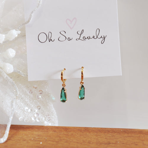 SCARLET Emerald Drop Huggies