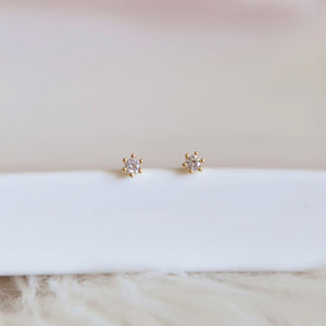 GWEN dainty crystal stud earrings, Minimalist