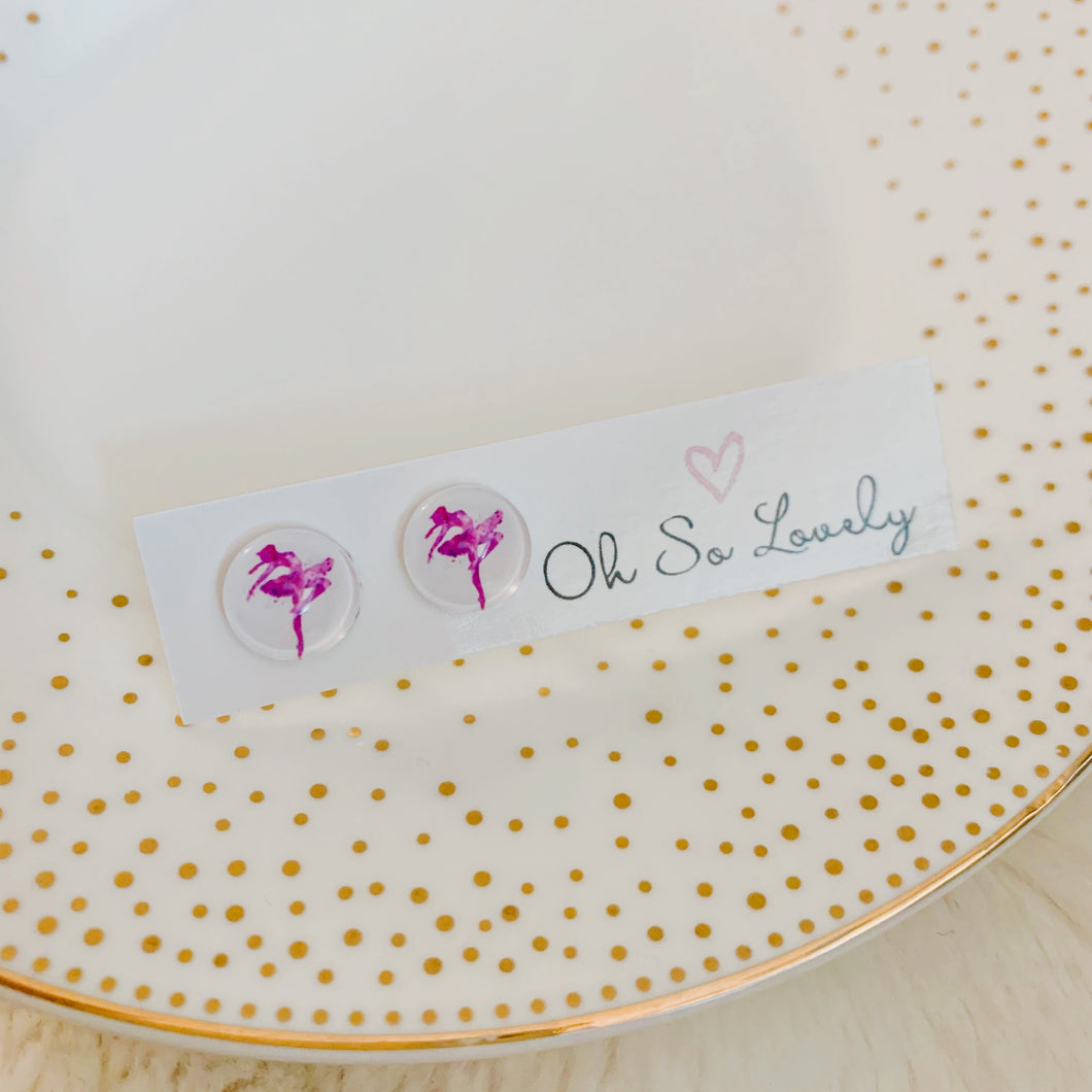 10mm pink ballerina earrings