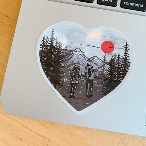 Heart hiking sticker