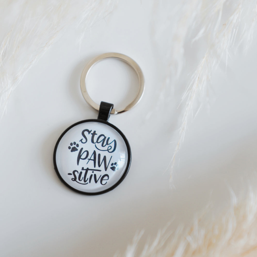 Stay Paw-sitive keychain