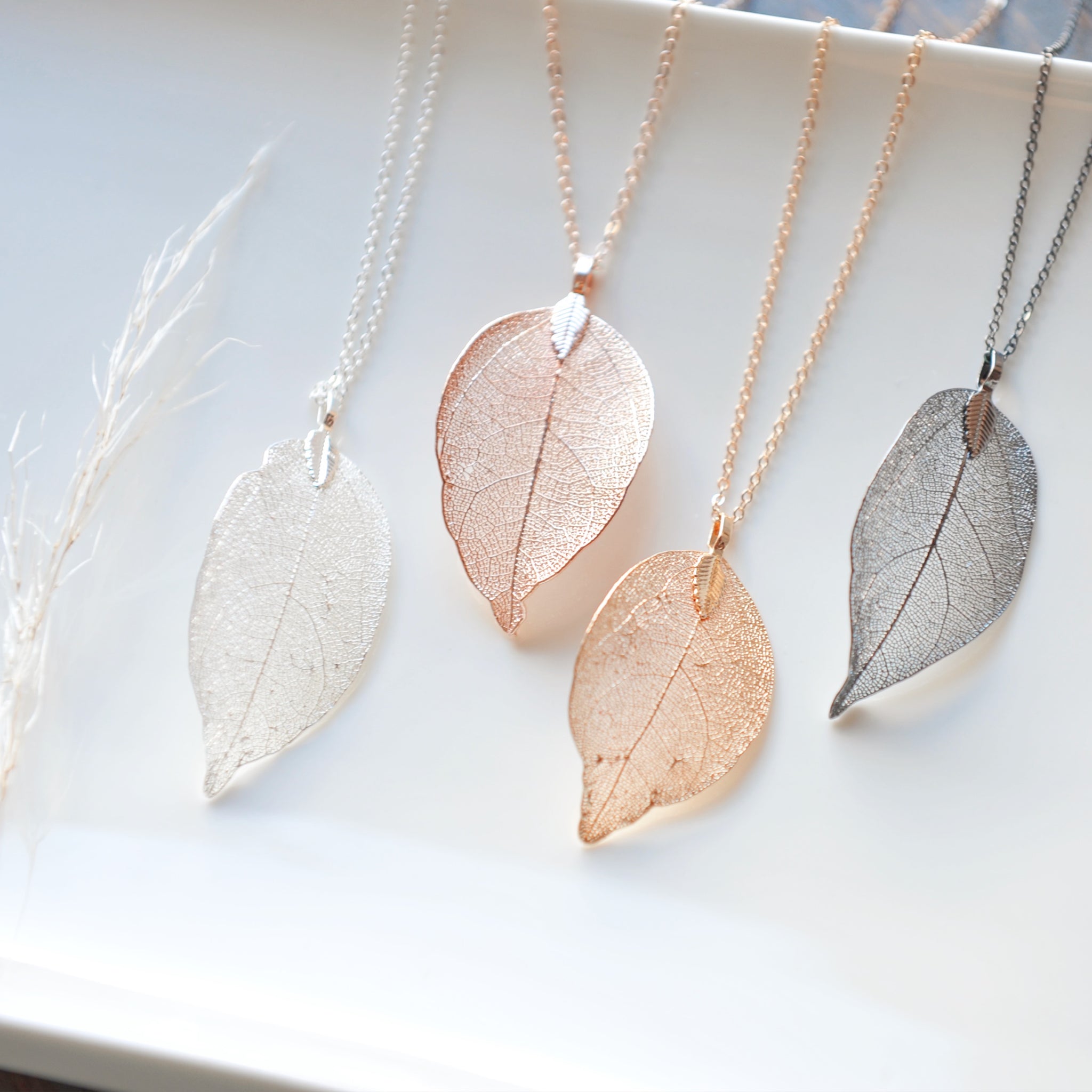 Necklace with sale leaf pendant