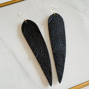 Boho leather feather earrings