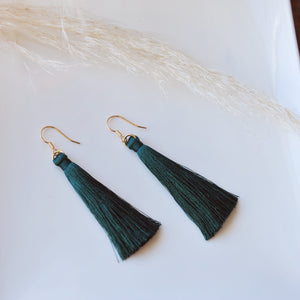 Zoey Emerald Tassel Earrings