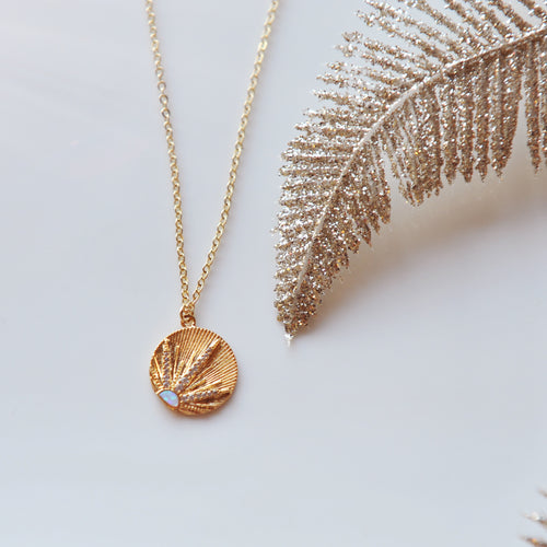 Opal star beam necklace