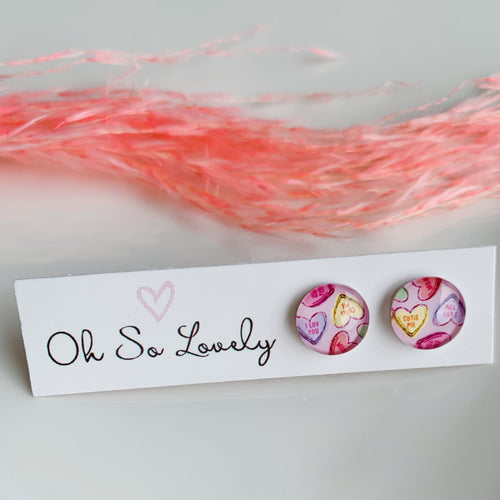 Sweet Candy Heart Stud Earrings